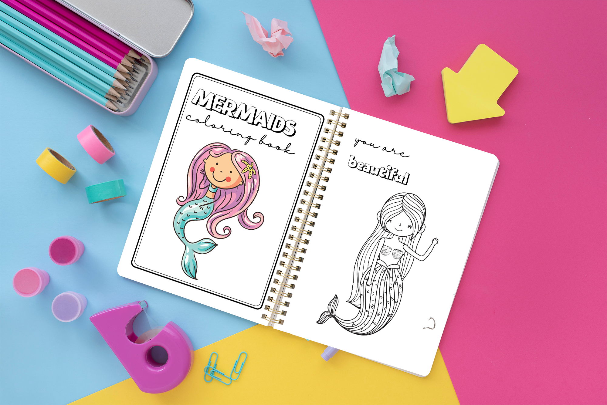 30 Pages Mermaids Affirmation Coloring Book