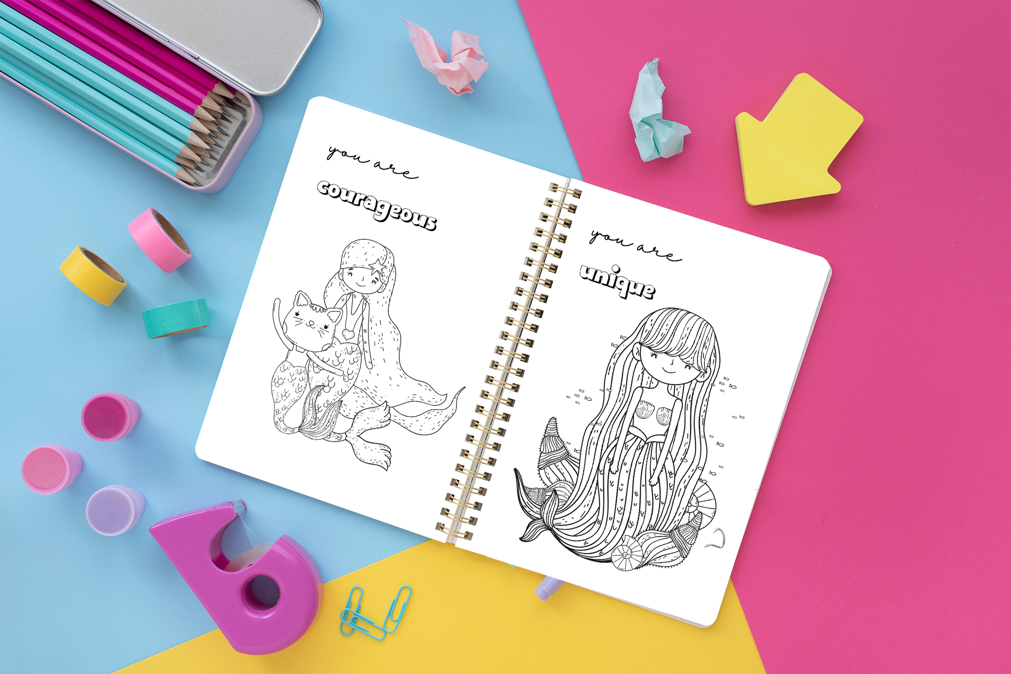30 Pages Mermaids Affirmation Coloring Book - Image 2