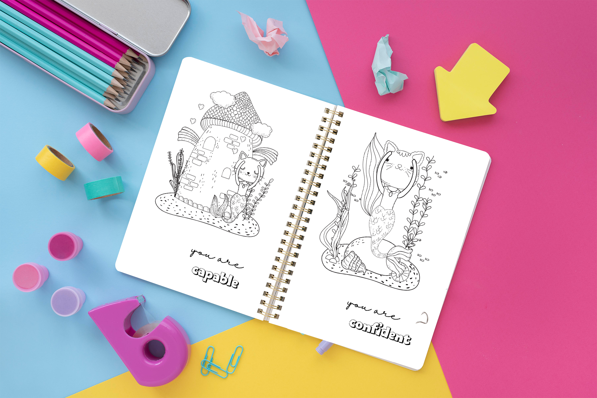 30 Pages Mermaids Affirmation Coloring Book - Image 3