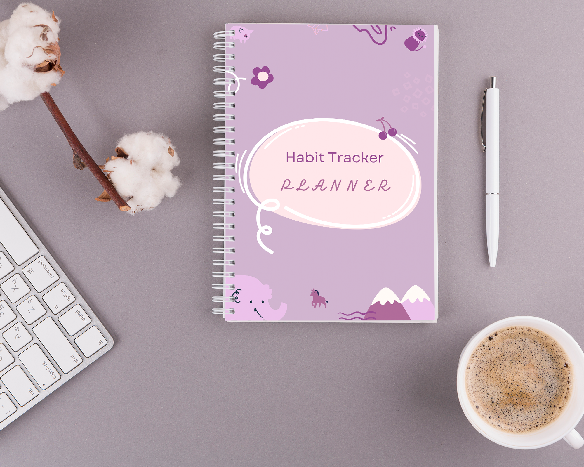 Habit Tracker Book and Mood Journal - Purple